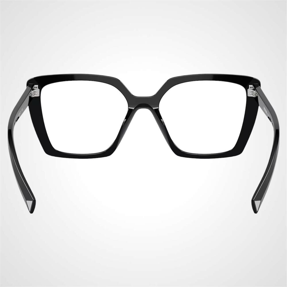 New PRADA Eyeglasses Black Square Silver Logo 53mm w/ Case - Picture 5 of 6